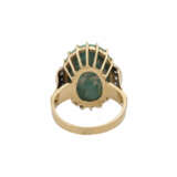 Ring with oval turquoise flanked by 6 octagonal diamonds, - photo 4