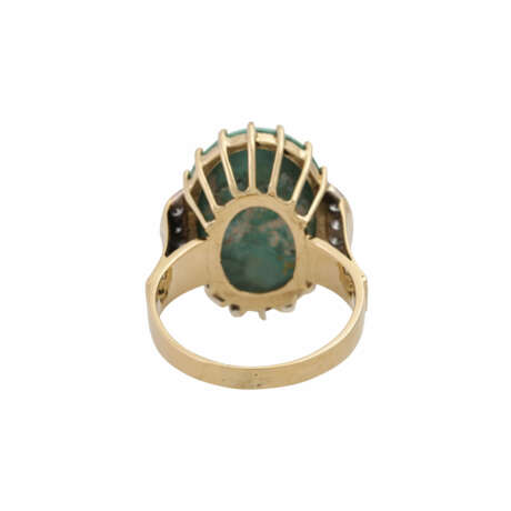 Ring with oval turquoise flanked by 6 octagonal diamonds, - Foto 4