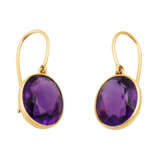 Earrings with oval faceted amethysts, - фото 2