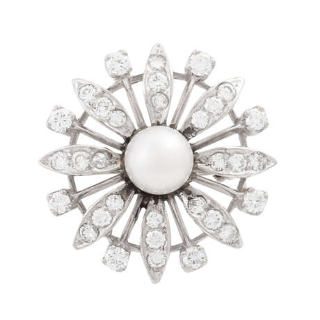 Pearl necklace shortener/pendant with pearl and diamonds total approx. 1.8 ct, - Foto 1
