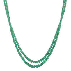 2-rhg necklace of faceted emerald rondelles,