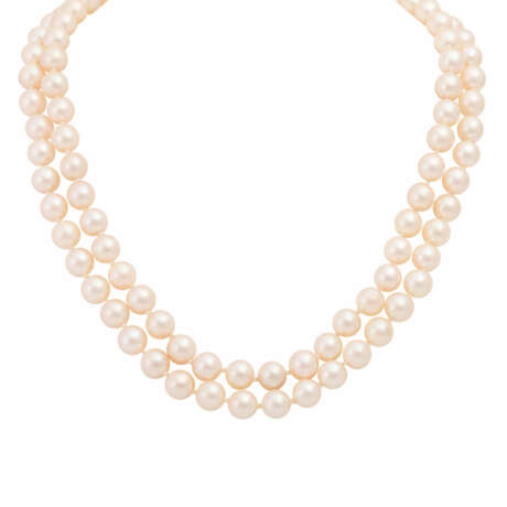 Double row Akoya pearl necklace, - фото 1