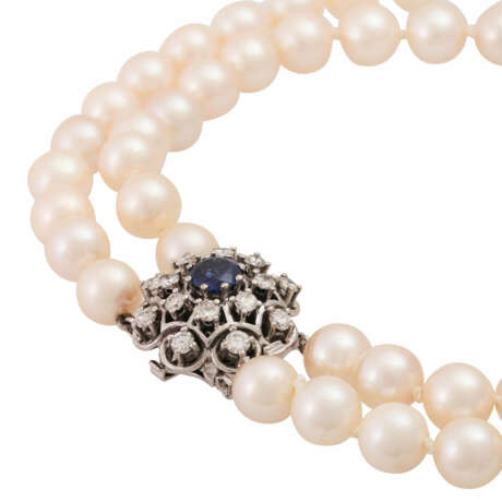 Double row Akoya pearl necklace, - фото 4