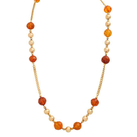 Gold necklace with faceted amber beads - photo 1