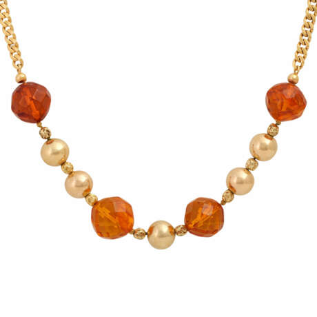 Gold necklace with faceted amber beads - photo 2