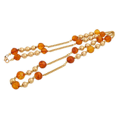 Gold necklace with faceted amber beads - photo 3