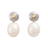 Earrings with pearls and diamonds - фото 1