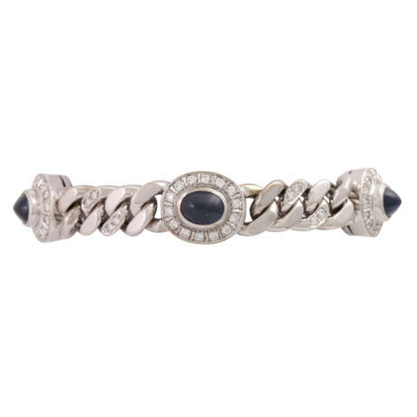 Bracelet with 5 sapphire cabochons and diamonds - фото 1