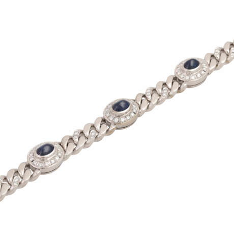 Bracelet with 5 sapphire cabochons and diamonds - фото 4