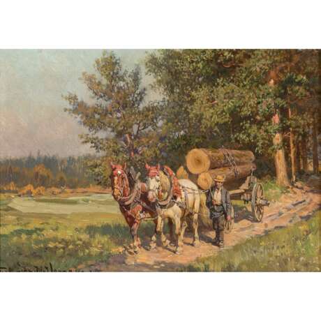VAN DER VENNE, FRITZ (1873-1936) "Wagoner transporting wood". - Foto 1