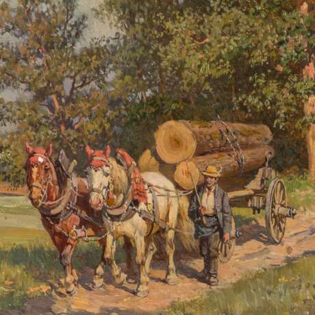 VAN DER VENNE, FRITZ (1873-1936) "Wagoner transporting wood". - Foto 4