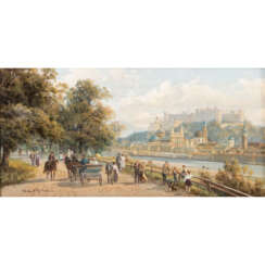 KAPLAN, HUBERT (1940) " View of the city and fortress of Salzburg".