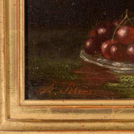 PETERS, ANNA (1843-1926) "Bouquet of field flowers next to a plate full of cherries". - Foto 3
