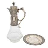 FINE CARAFE WITH HANDLE AND SAUCER, SILVER 800/1000, - фото 1