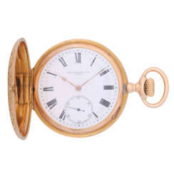 PATEK, PHILIPPE & Cie. large, heavy gold-savonette pocket watch with pedigree book pull-out.