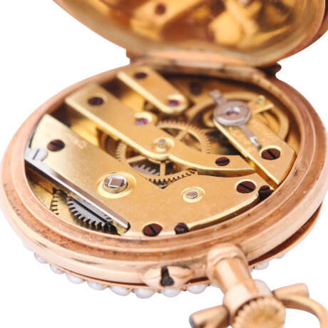 LeCoultre & Co. high fine open ladies pocket watch pendant watch with magnifying glass painting and enameling. - фото 7