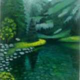 Горное озеро Масло акрил на картоне Peinture à l'huile Импресионизм Peinture de paysage Украина-Турция 2022 - photo 1