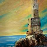Lighthouse at Sunset Natural Bark Acrylic on canvas Modern art Nautical United Kingdom 2022 - photo 1