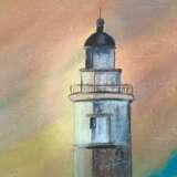 Lighthouse at Sunset Natural Bark Акрил на холсте Модернизм Nautical Великобритания 2022 г. - фото 2