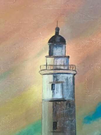 Lighthouse at Sunset Natural Bark Acryl auf Leinwand Moderne Kunst Nautical Vereinigtes Königreich 2022 - Foto 2