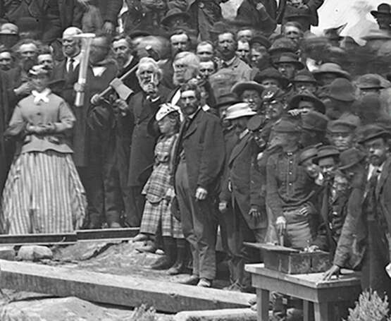 A STEEL RAILROAD SPIKE CLAD IN GOLD AND SILVER USED IN THE CEREMONY MARKING THE COMPLETION OF THE TRANSCONTINENTAL RAILROAD, 10 MAY 1869 - photo 4