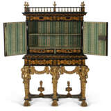 A LOUIS XIV BONE-INLAID EBONIZED PEARWOOD, GILTWOOD, FRUITWOOD AND MARQUETRY CABINET-ON-STAND - photo 2