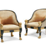 A PAIR OF REGENCY BRONZED AND PARCEL-GILT LIBRARY ARMCHAIRS - photo 2
