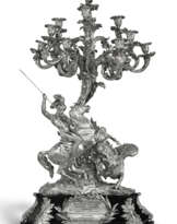 THE EMPEROR'S PLATE, ASCOT, 1846: AN IMPORTANT VICTORIAN SILVER THIRTEEN-LIGHT PRESENTATION CANDELABRUM CENTERPIECE
