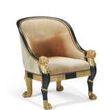 A PAIR OF REGENCY BRONZED AND PARCEL-GILT LIBRARY ARMCHAIRS - фото 4