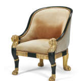 A PAIR OF REGENCY BRONZED AND PARCEL-GILT LIBRARY ARMCHAIRS - Foto 5