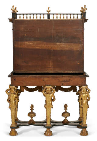 A LOUIS XIV BONE-INLAID EBONIZED PEARWOOD, GILTWOOD, FRUITWOOD AND MARQUETRY CABINET-ON-STAND - photo 8
