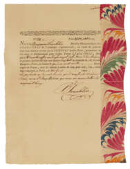 An ornate document for an important loan from France