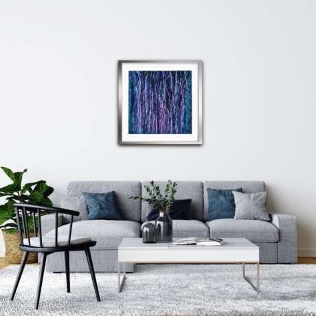 In the ice crystal lettice Acrylic and colour glitter particles Modern Art contemporary abstract Winter Латвия 2022 г. - фото 4