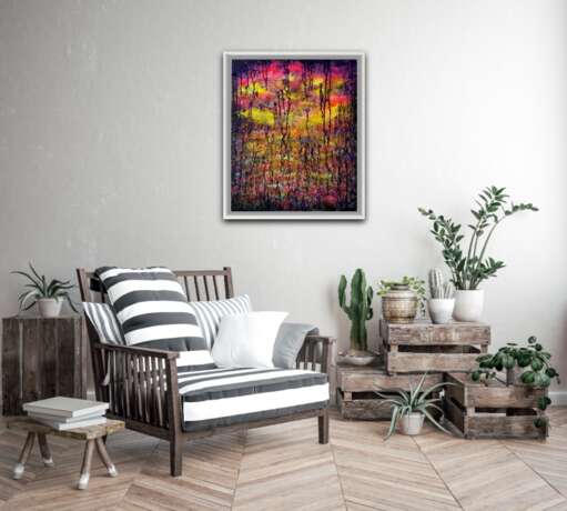 in some magical tropical night acrilic acrilic paint on canvas contemporary abstract abstract landscape Латвия 2022 г. - фото 6