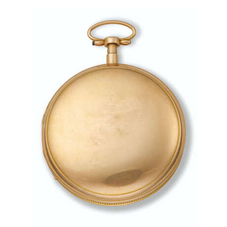 ATTRIBUTED TO HENRI CAPT, YELLOW GOLD AND PAINTED ON ENAMEL QUARTER-REPEATING MUSICAL AUTOMATON OPENFACE POCKET WATCH - photo 2