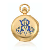 HENRY CAPT, YELLOW GOLD AND ENAMEL QUARTER REPEATING, GRANDE AND PETITE SONNERIE HUNTER-CASE POCKET WATCH - Foto 1