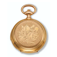 B. HAAS JEUNE & CIE, PINK GOLD MINUTE REPEATING AND PERPETUAL CALENDAR HUNTER-CASE POCKET WATCH