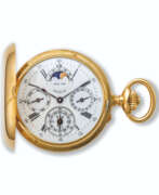 Henry Daniel Capt. HENRY CAPT, YELLOW GOLD PERPETUAL CALENDAR AND MOON PHASES HUNTER-CASE POCKET WATCH
