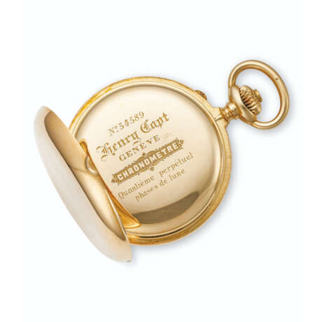 HENRY CAPT, YELLOW GOLD PERPETUAL CALENDAR AND MOON PHASES HUNTER-CASE POCKET WATCH - фото 4