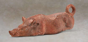 A GREEK POTTERY ASKOS IN THE FORM OF A BOAR