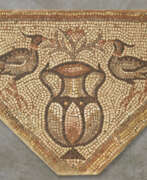 Мозаика. A BYZANTINE MARBLE MOSAIC PANEL WITH TWO BIRDS FLANKING AN AMPHORA