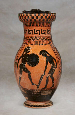 AN ETRUSCAN BLACK-FIGURED OLPE - photo 1