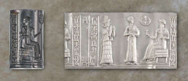 AN OLD BABYLONIAN HEMATITE CYLINDER SEAL