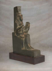 AN EGYPTIAN SCHIST ISIS AND HORUS