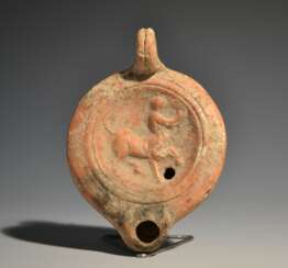 Ancient Roman Terracotta Oil Lamp With Centaur