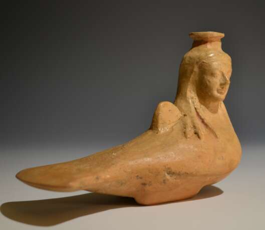 Exhibited Ancient Greek Askos In The Shape Of A Siren - photo 1