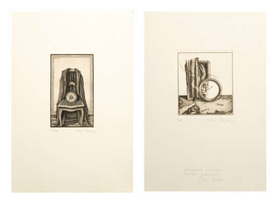 Rolf Escher (1936 Hagen) (F). Paar Radierungen auf Bütten - photo 1