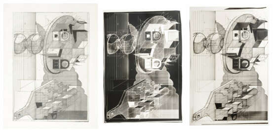 Dieter Roth (1930 Hannover - 1998 Basel). 3-tlg., Konvolut zweier positiv-negativ-Folien und einer Grafik - Foto 1
