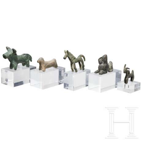 Fünf Tierfiguren aus Bronze, asiatisch - photo 1