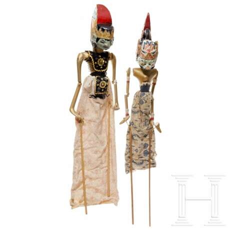 Zwei Wayang-Golek-Marionetten, Indonesien, 20. Jhdt. - Foto 1